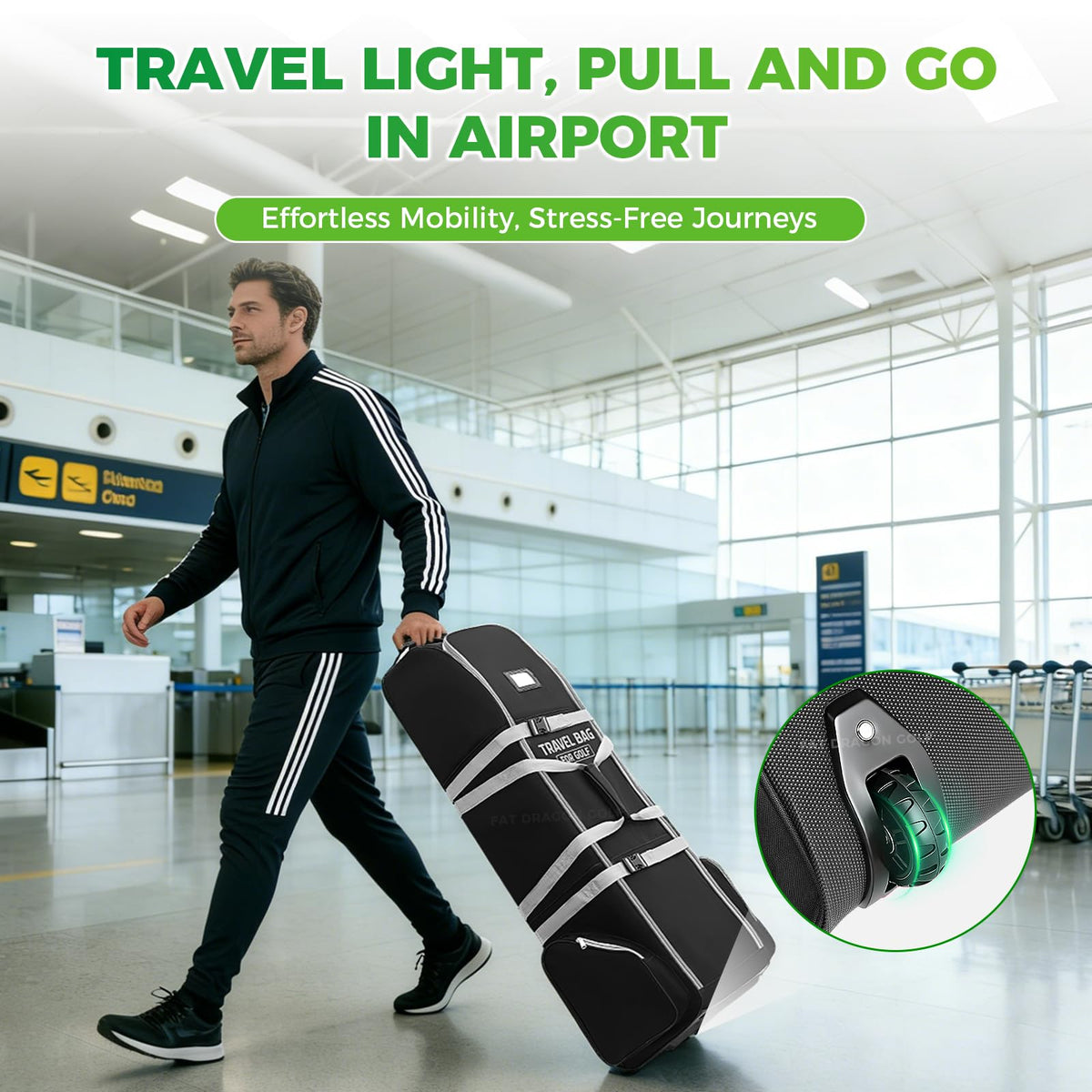 Panglong Golf Travel Bag's shoe compartment keeps gear organized.