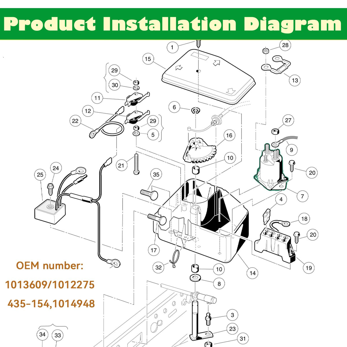 Panglong OEM reference 1013609/1014948 solenoid relay for model compatibility.