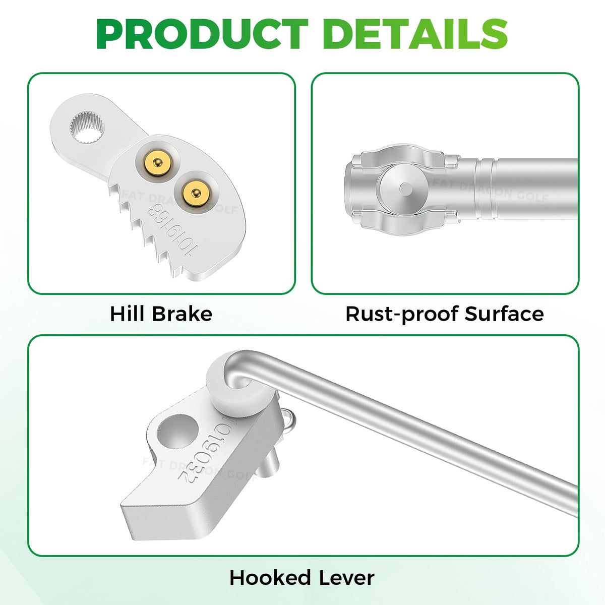 Panglong parking brake rod with pawl for Club Car DS, smooth engagement during parking.