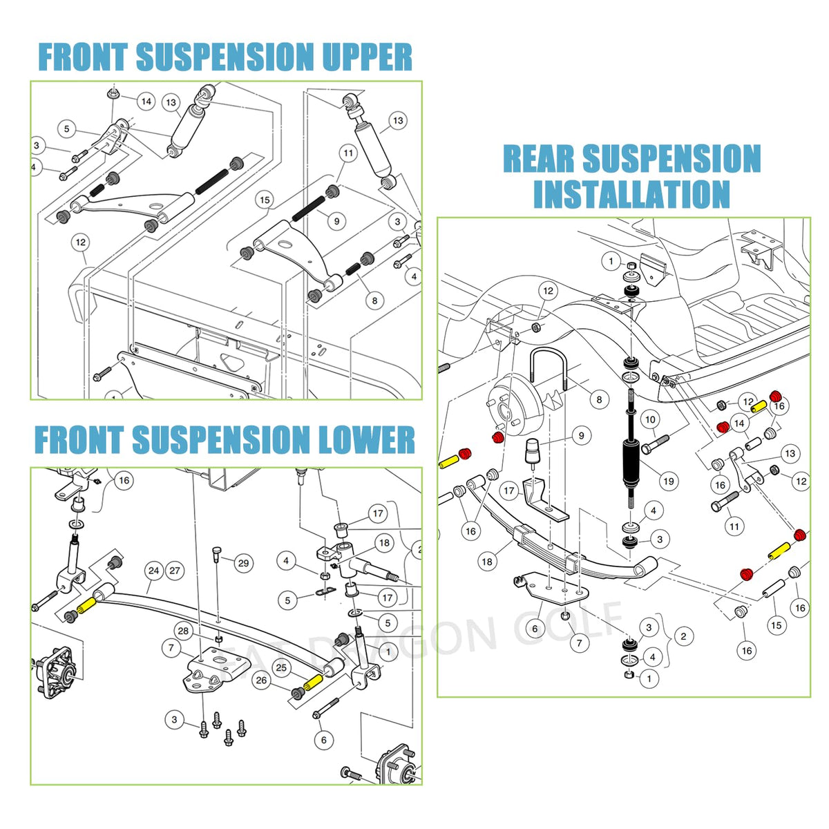 Panglong complete kit contents cover Front and Rear suspension upgrades.