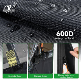 Panglong Precedent enclosure side view showing waterproof fabric for all-season use.