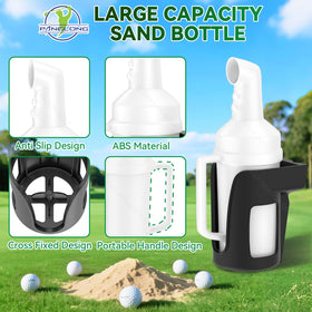 Panglong sand bottle mounted on side body for quick access during rounds.