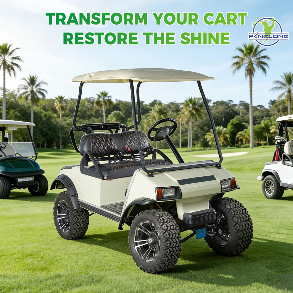 Panglong PVC leather seat cover for Club Car DS guards against rain and fading.