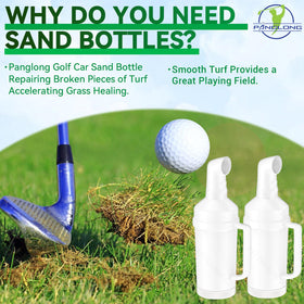 Panglong sand bottle for EZGO and Yamaha golf carts with curved neck.