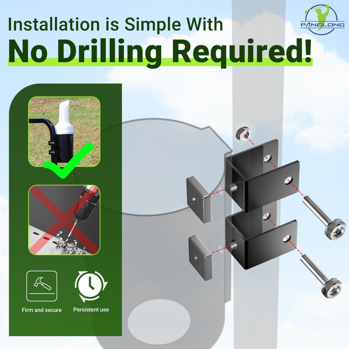 Panglong sand bottle with mounting screws included for fast, tool-free setup