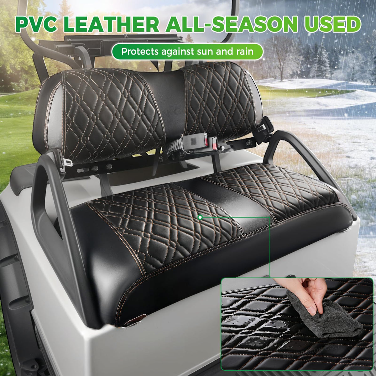 Panglong seat cover installation with two-person help for a snug fit.