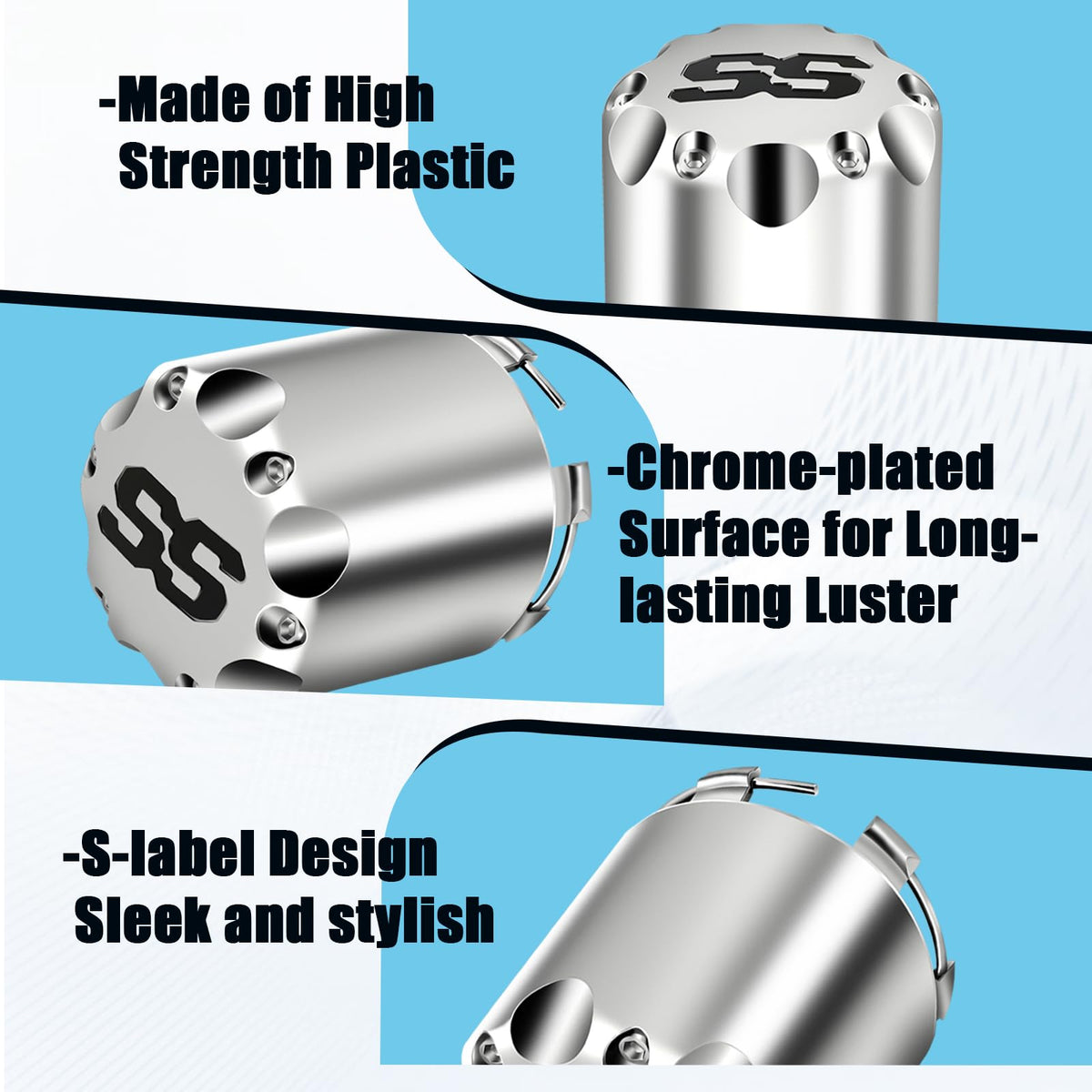 Panglong silver center caps mounted on golf cart wheels.