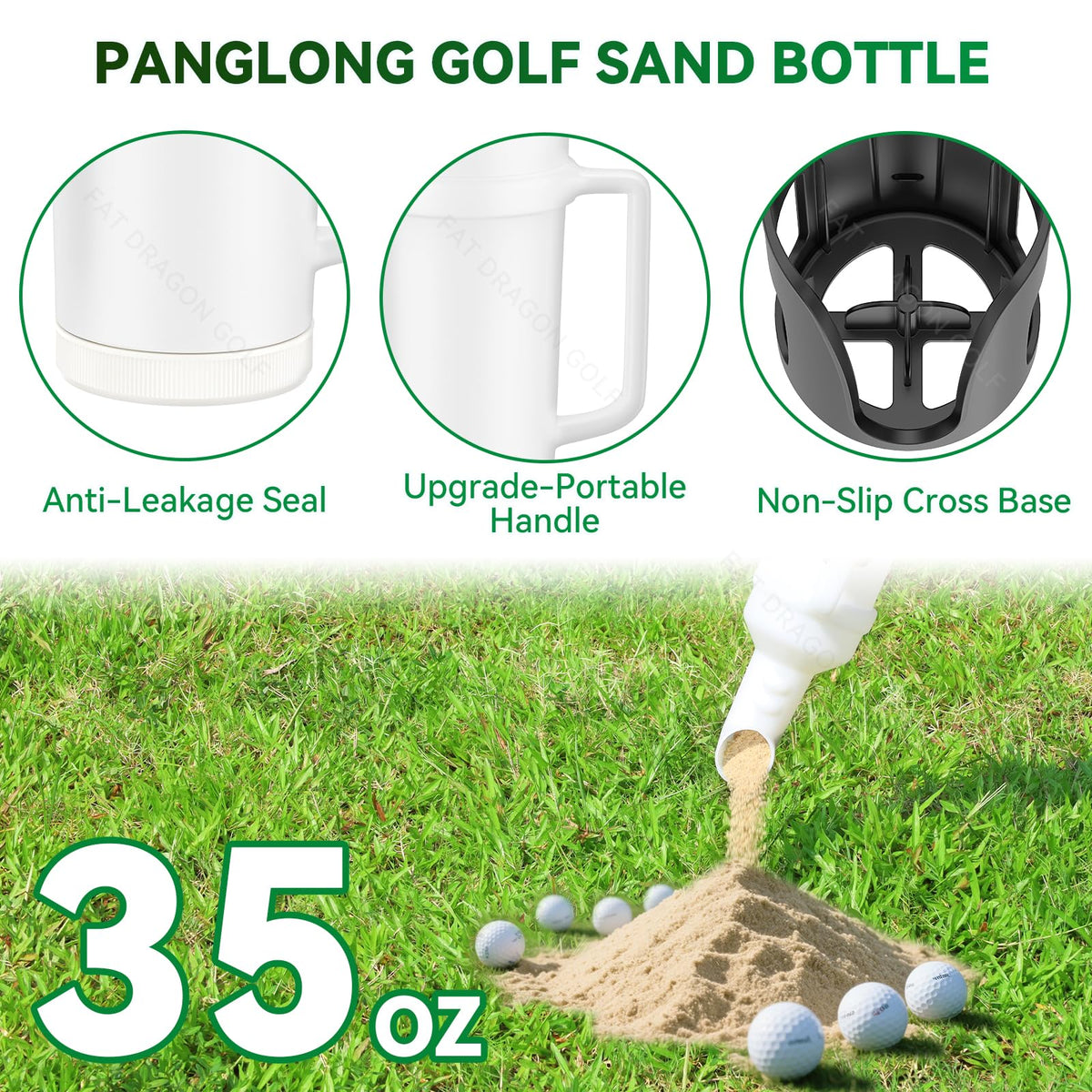 Panglong sand bottle with handle for no-drill installation on 1-inch tubes.