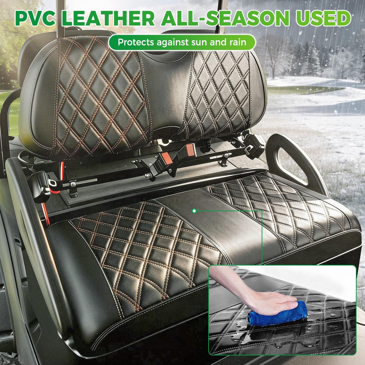 Panglong waterproof PVC leather seat cover protects against rain and fading.