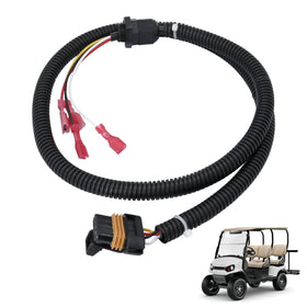 Panwarmoll pedal box wiring harness for EZGO 2000–2022 PDS carts showing a secure, stable connection.