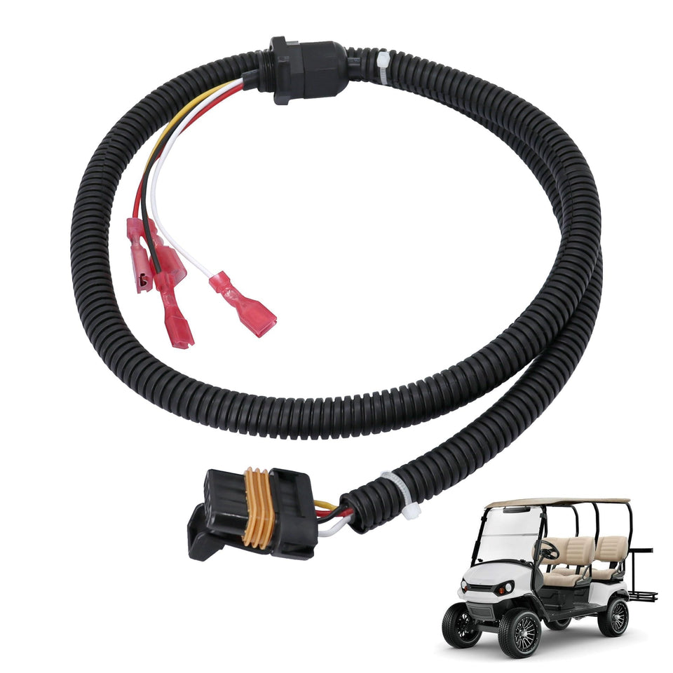 Panwarmoll pedal box wiring harness for EZGO 2000–2022 PDS carts showing a secure, stable connection.