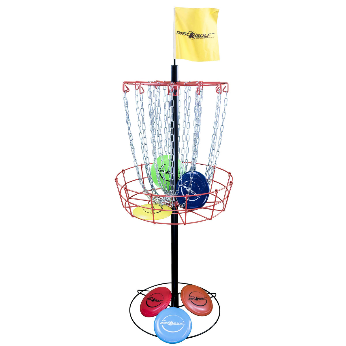 Park & Sun Sports Deluxe disc golf steel target front view showing sturdy stability for backyard practice