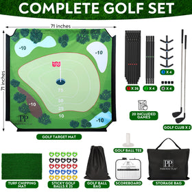 Parkway Home Play adjustable clubs tailored for skill levels during practice.