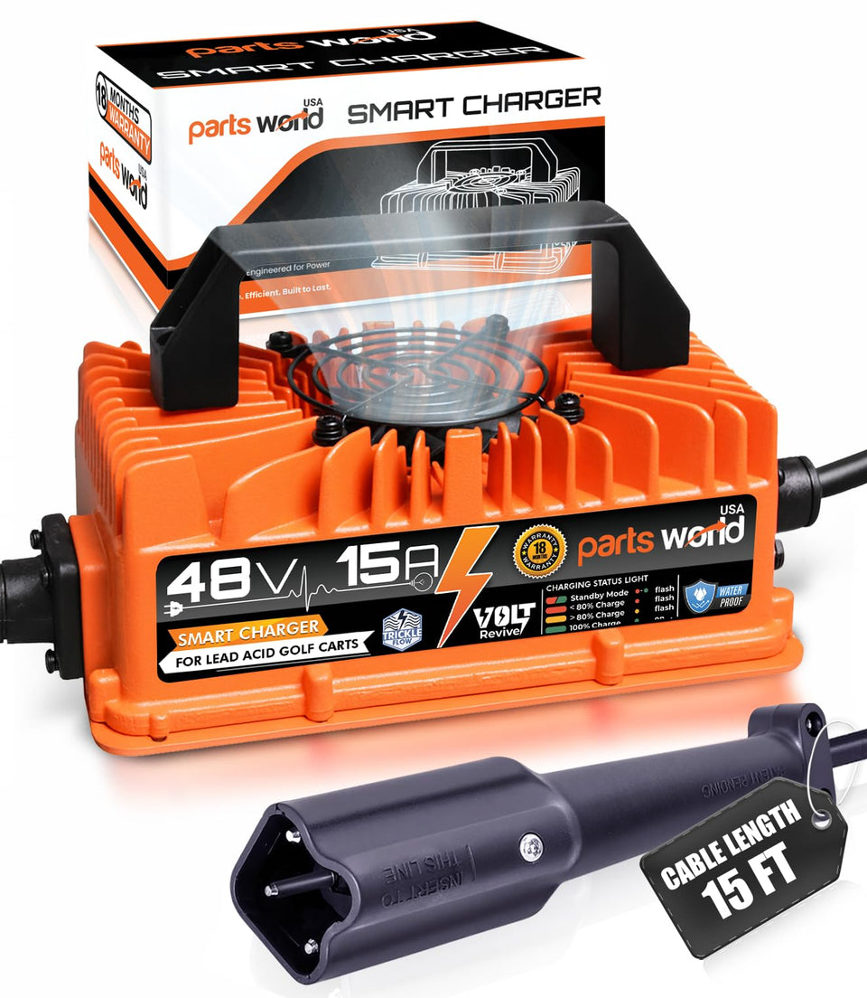 Parts World USA VoltRevive front view shows compact design and fast charging potential.