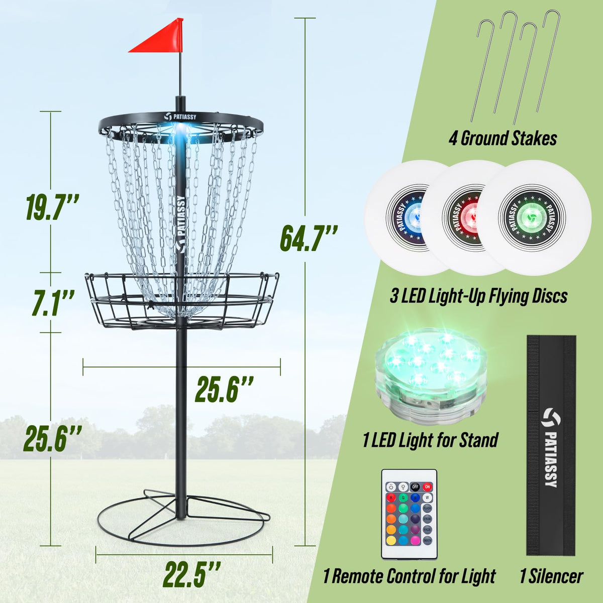 Patiassy PDGA-size threaded basket delivers a realistic, rattle-free hitting experience