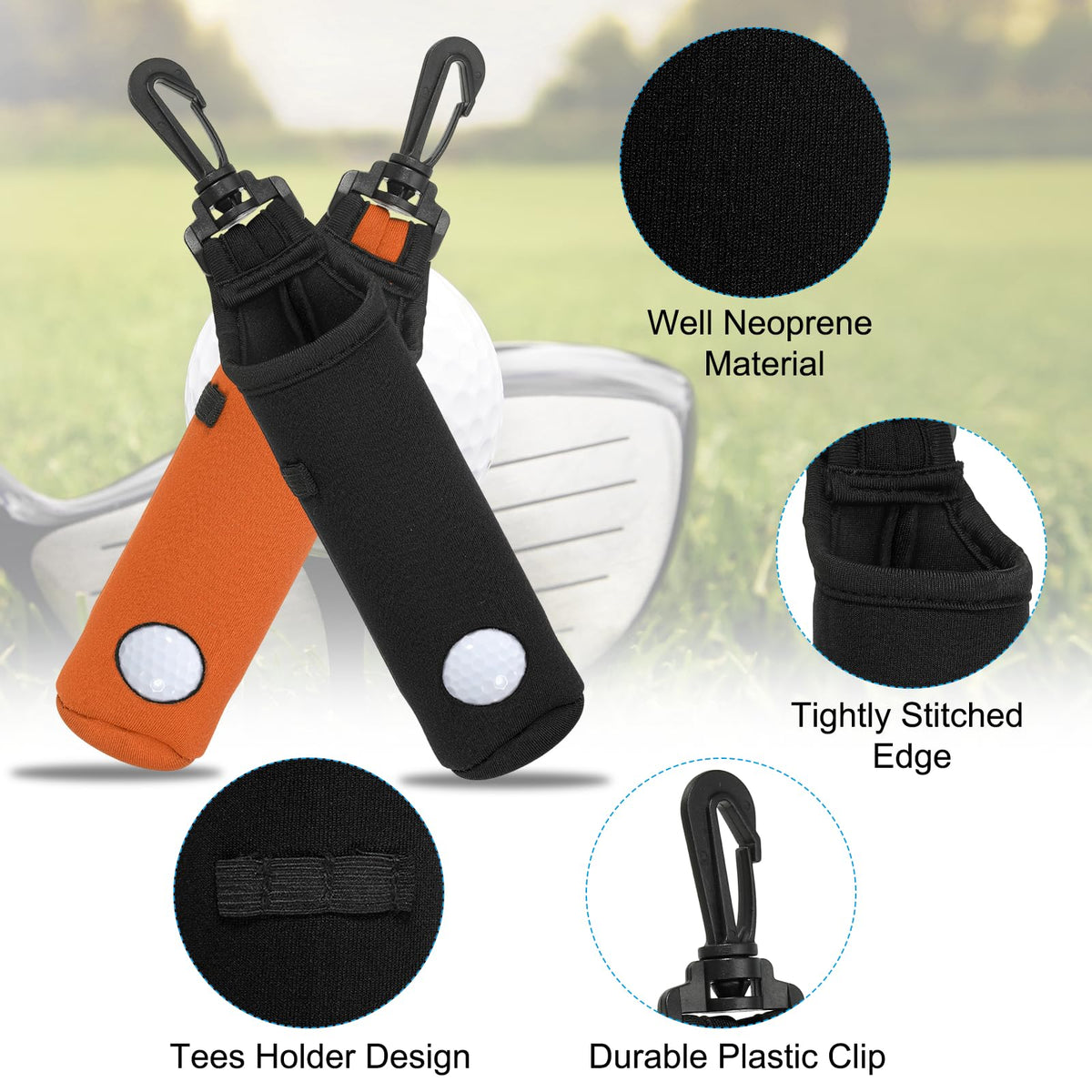 PATIKIL 4-pcs golf bag pouch stays compact yet roomy for three balls and three tees.
