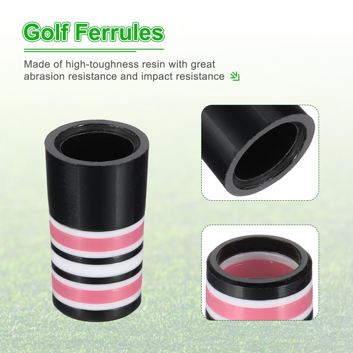 PATIKIL pink ferrules fit steel and graphite shafts for balance.