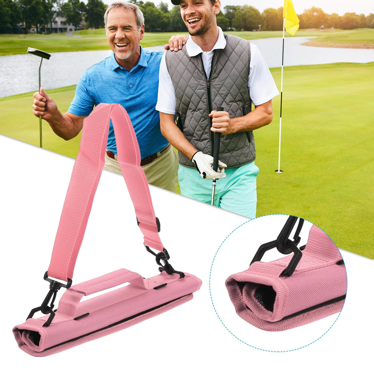 PATIKIL mini golf bag pink adjustable shoulder strap