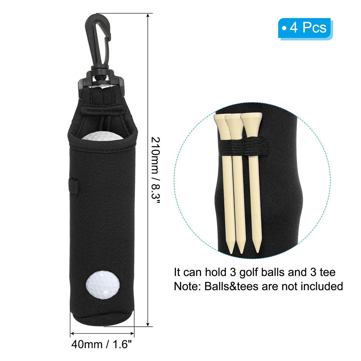 PATIKIL neoprene golf-ball holder with top exit shows soft, durable protection for balls.