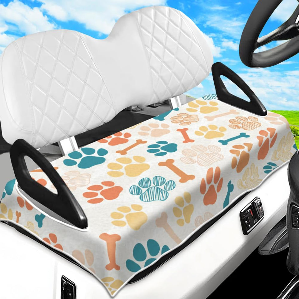 Peacoblue dog paw print seat cover adds comfort for golf cart rides