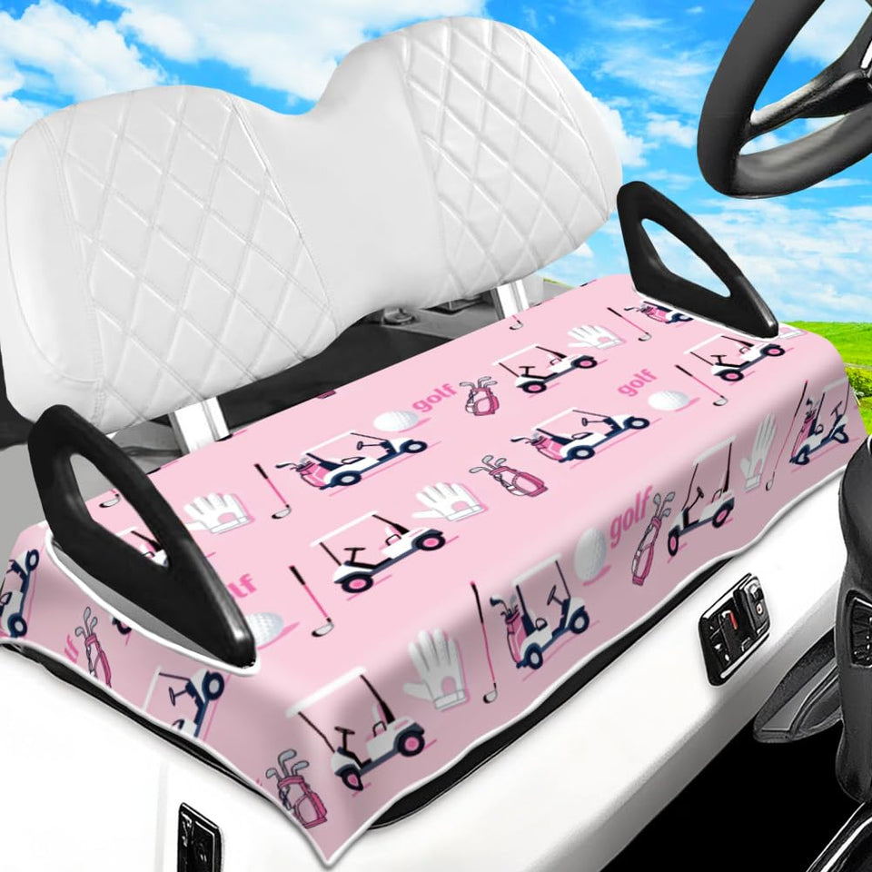 Peacoblue golf cart seat cover in pink golf-ball pattern for comfort