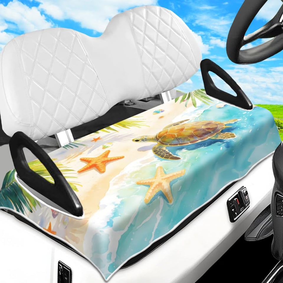 Peacoblue sea turtle pattern seat cover for golf carts, soft and breathable
