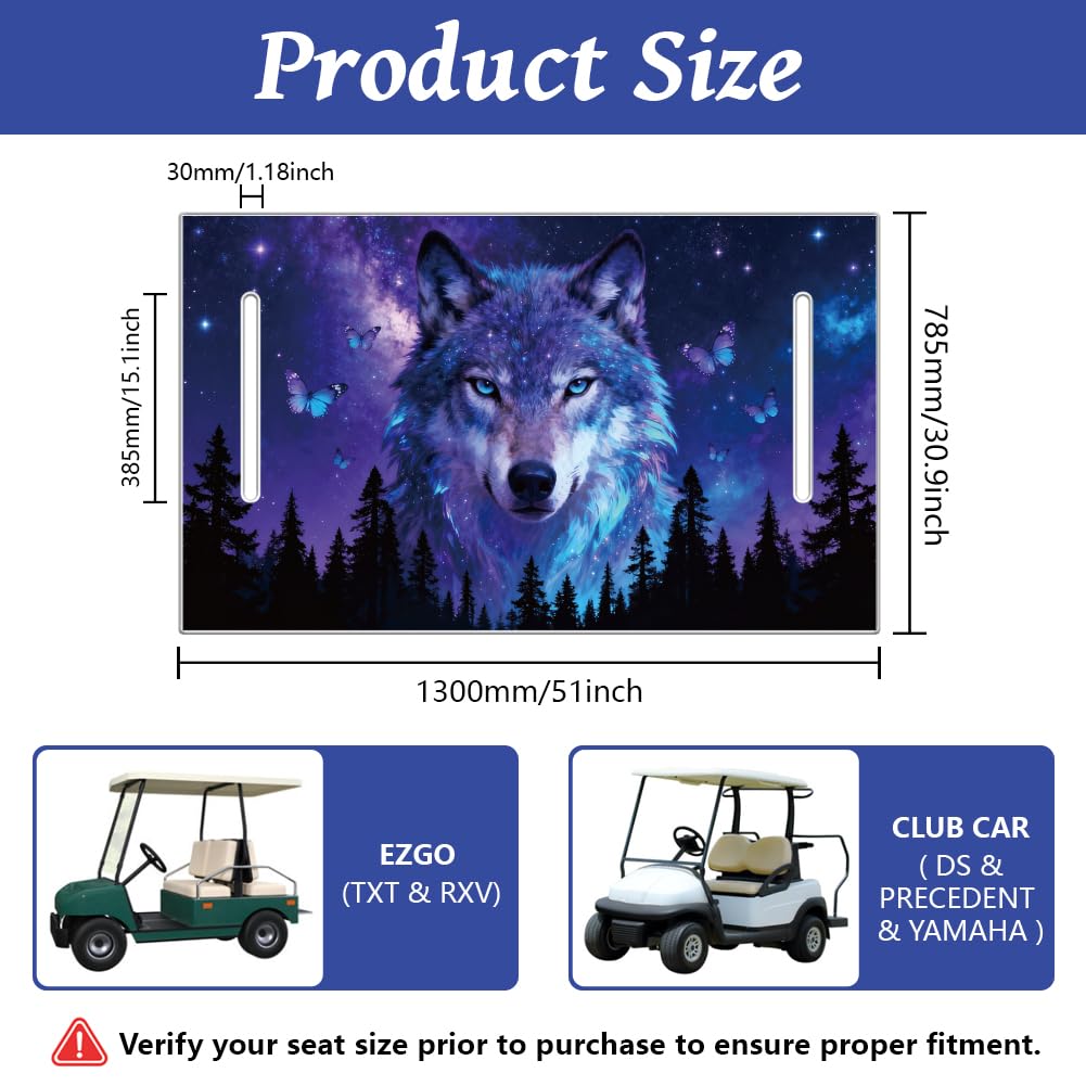 Easy slip-on design for quick installation on most 2-seat carts.