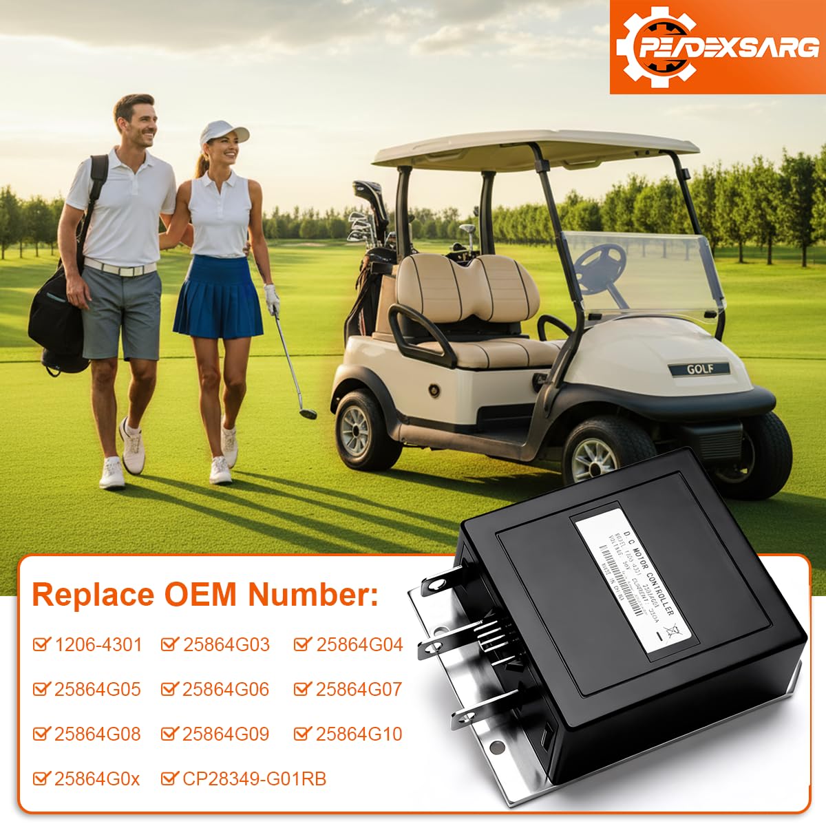 PEADEXSARG model numbers 25864G03 to 25864G09 on the controller label.