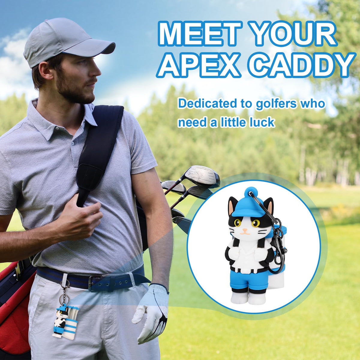 Penitue Cat Caddie bag clip attaches securely to your golf gear