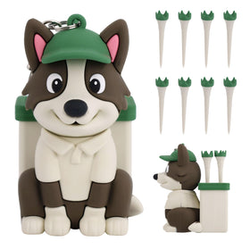 Penitue dog caddy golf tee holder attached to a bag for easy access during rounds