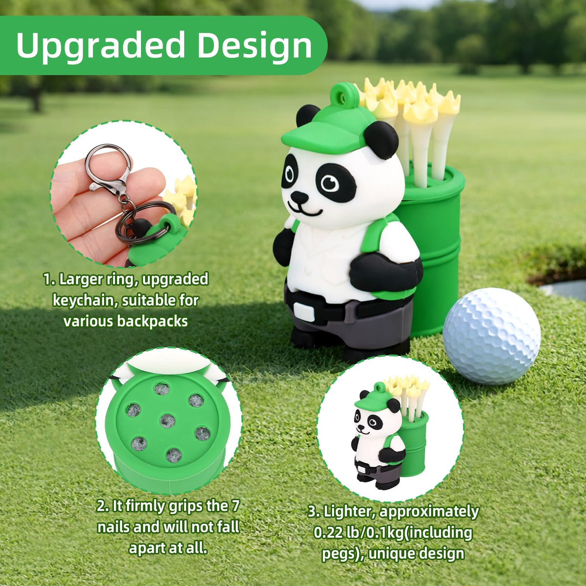 Penitue Panda keychain secures golf gear on the go