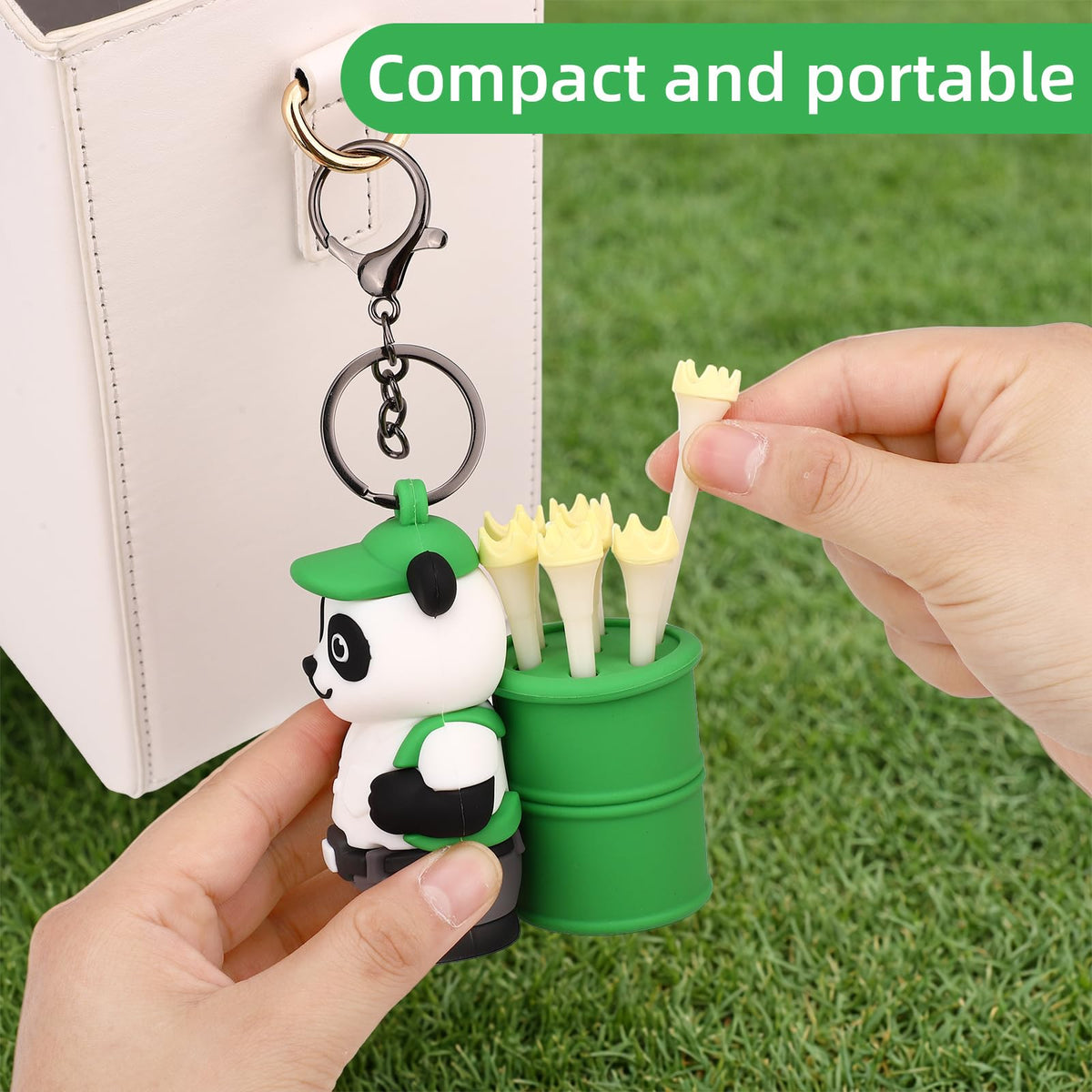 Cute panda storage design for compact golf accessories