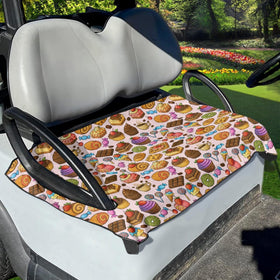 Penstroll candy golf seat cover pattern enhances cart style with playful colors