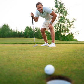Performance Golf SQ Putter's face-down-balance design promotes stable setup at address.