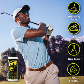 Performance Grip spray's non-sticky formula preserves grip feel during play.