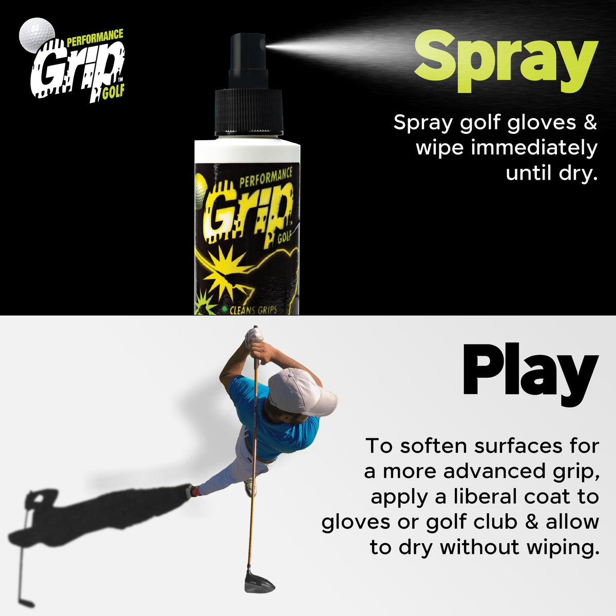 Performance Grip spray is safe and eco-friendly for regular golf gear care.