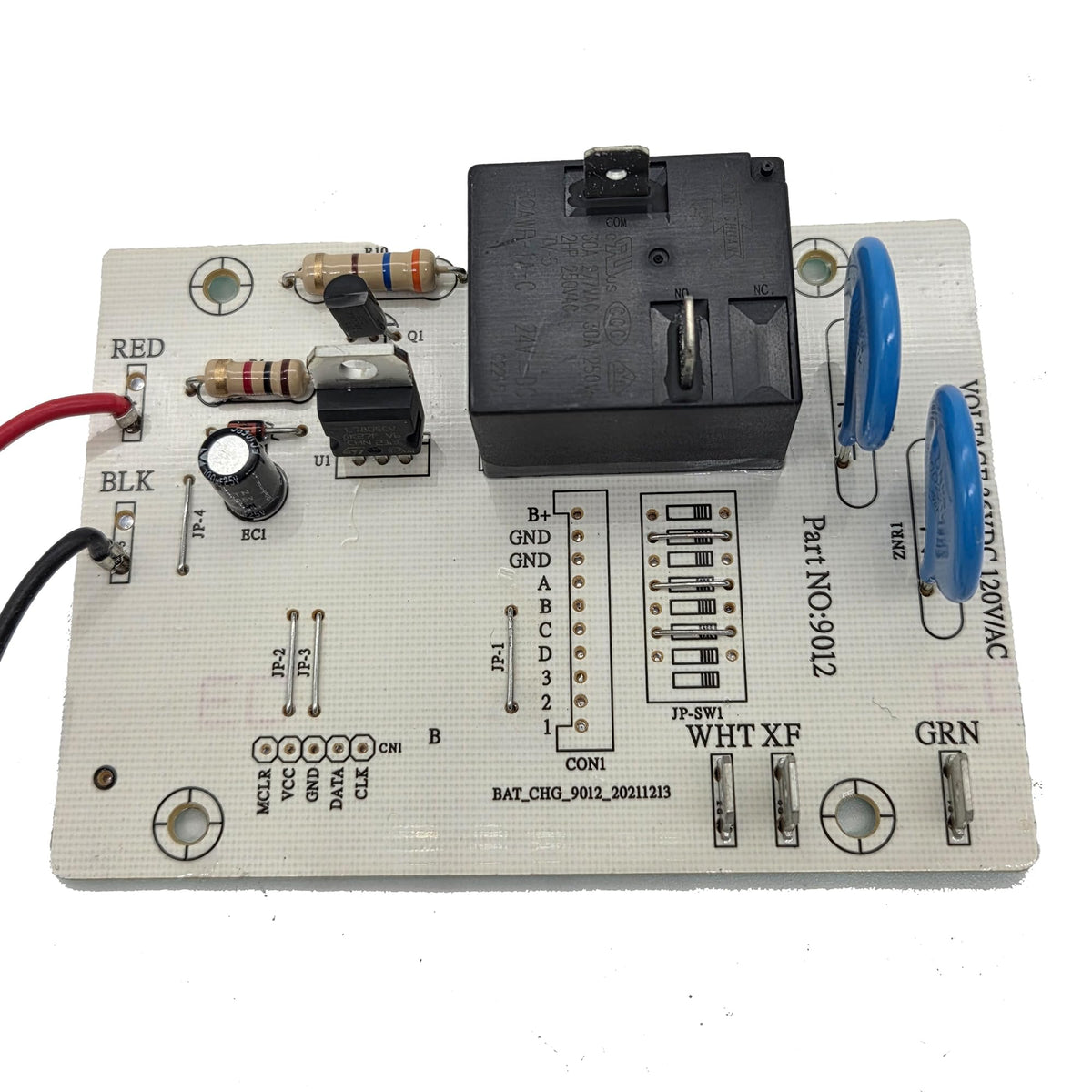 Performance Plus Carts EZGO charger board close-up highlights high-quality components.