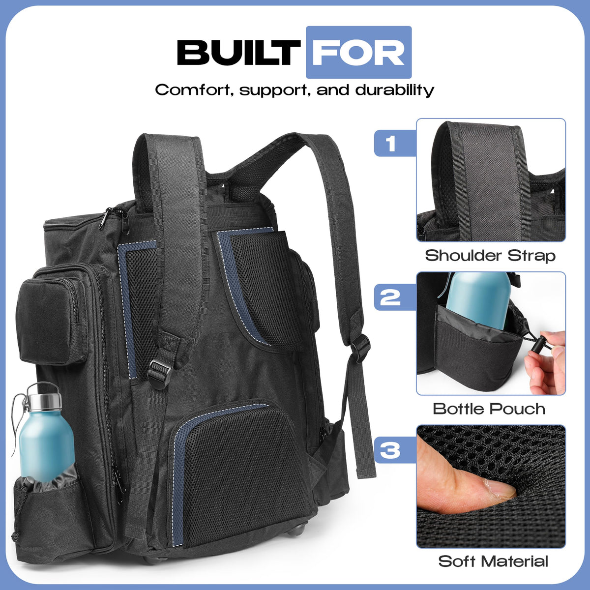 PERSEVA padded shoulder strap enhances comfort during rounds