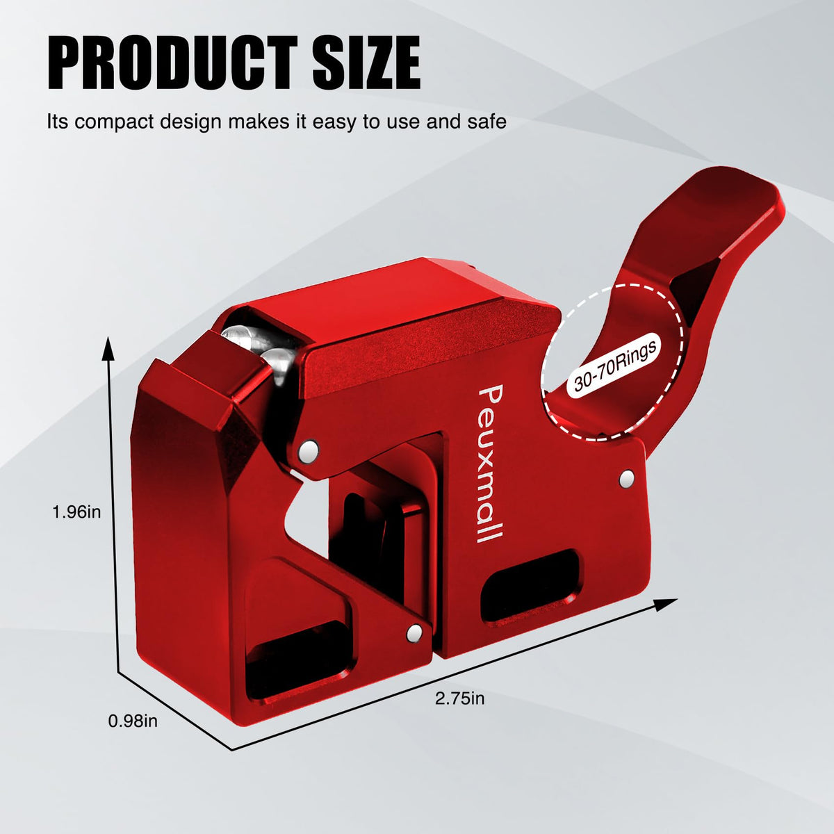 Peuxmall aluminium alloy stand clip shown with silicone pad for stability.