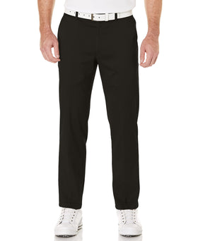 PGA Tour men’s flat front pant close-up highlights moisture-wicking fabric for all-day comfort.
