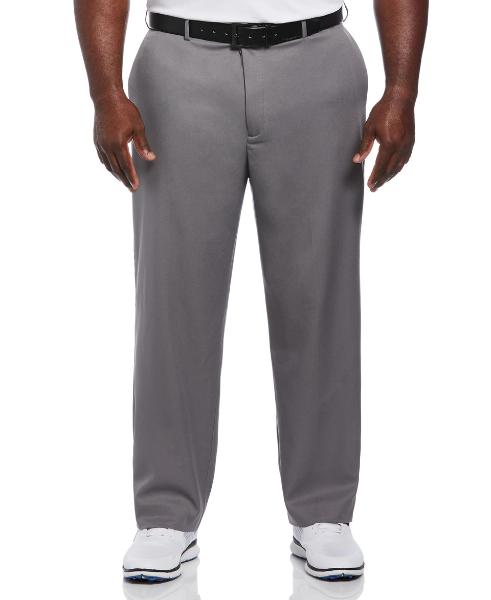 PGA TOUR men's flat-front golf pant in Quiet Shade with expandable waistband for all-day comfort.