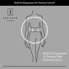 PGA TOUR navy pants with tummy-control and vented hems for comfortable golf movements.