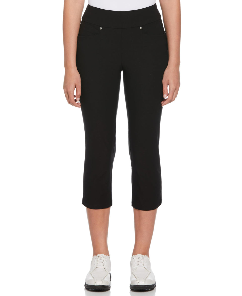 PGA TOUR women's 22-inch pull-on capri pants with tummy control for a flattering silhouette on the course.