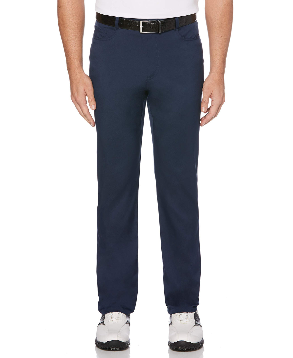 PGA TOUR men's flat front pant in Black Iris with all-day comfort