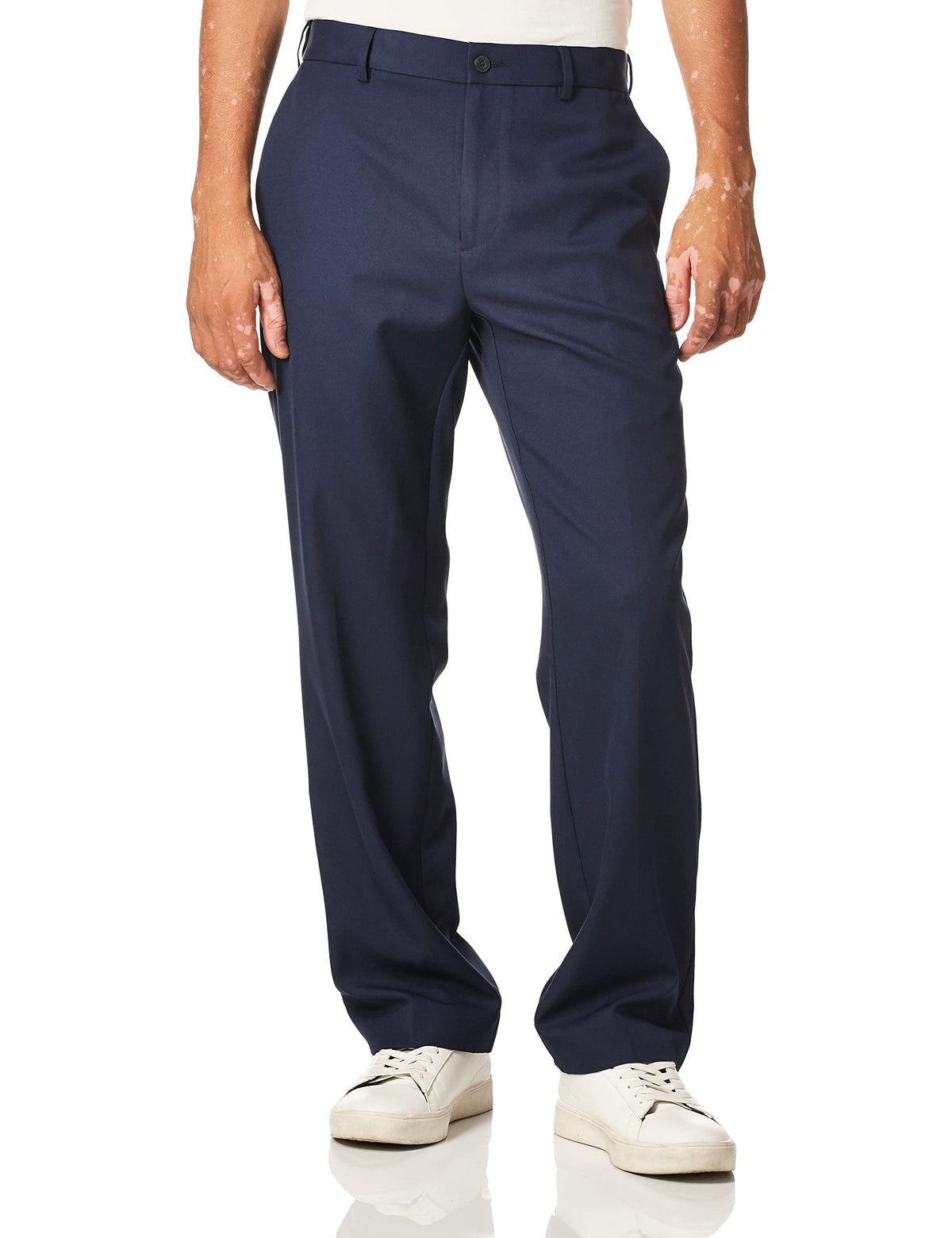 PGA TOUR men's flat-front golf pant front view, sleek on-course and casual wear.