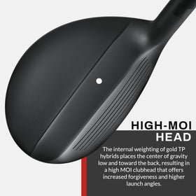 PGF Gold Tour Hybrid perimeter-weighting boosts forgiveness from off-center strikes.
