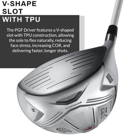 PGF Gold Tour driver face performance close-up demonstrates even contact and launch potential.