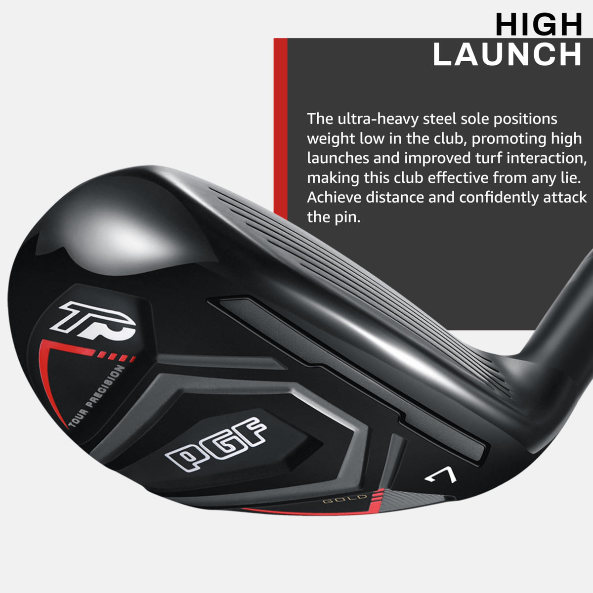 PGF Gold Tour Precision Hybrid face close-up emphasizes toe height and balance