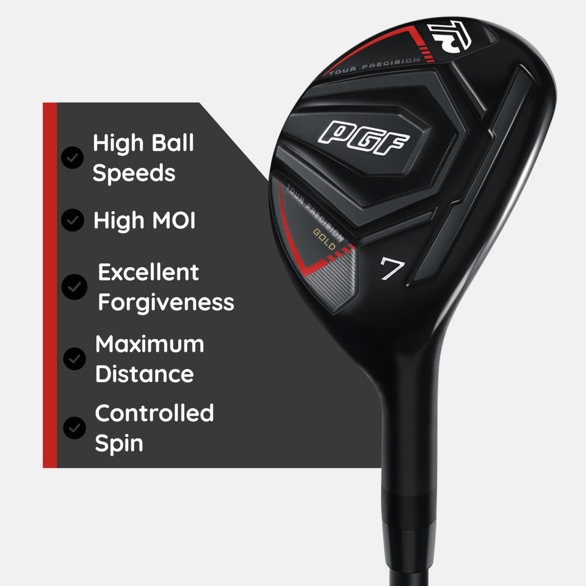 PGF Gold Tour Precision Hybrid profile shows compact shape for shot shaping