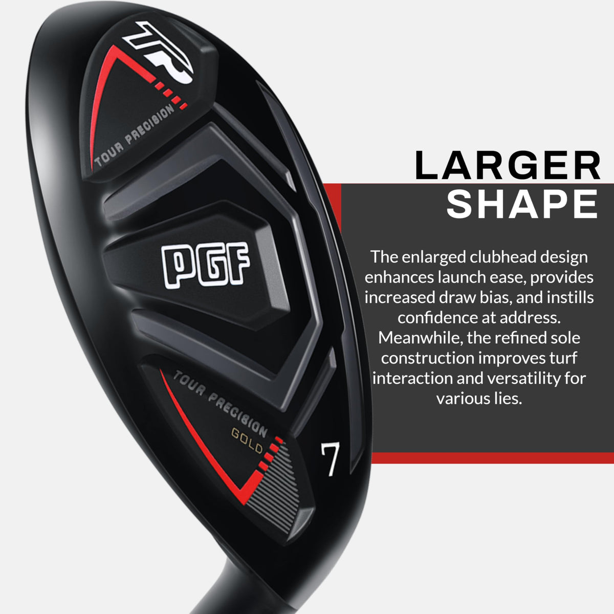 PGF Gold Tour toe weighting enhances balance through impact